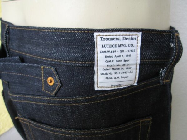 Quartermaster Denim Jeans 30-40er Jahre Style Rockabilly Slim Fit Army Trouser 